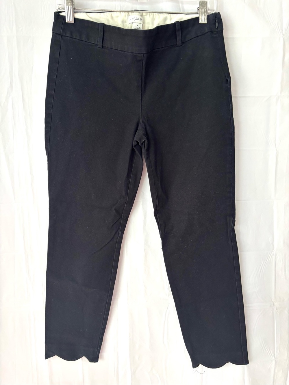 NWOT J. Crew Black Ankle Pants with Scalloped Hem SZ 8